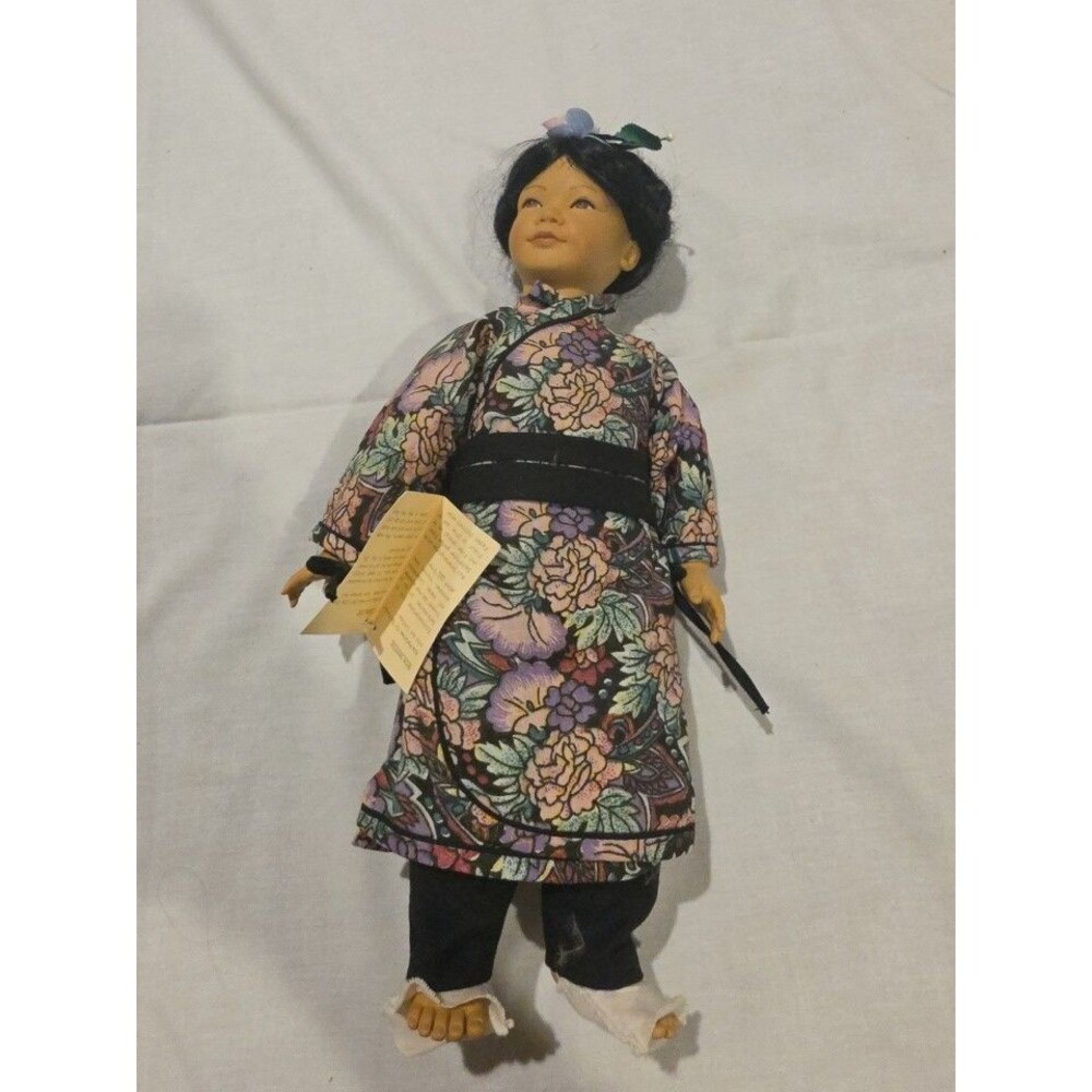 Original Heidi Ott 12" Handmade Doll 1994 Asian Girl Floral Kimono Outfit w/ Tag